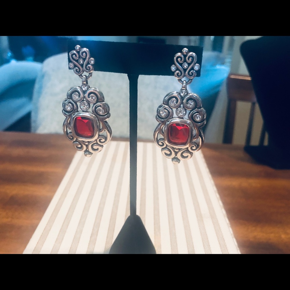 Brighton Silver and Red Statement Earrings